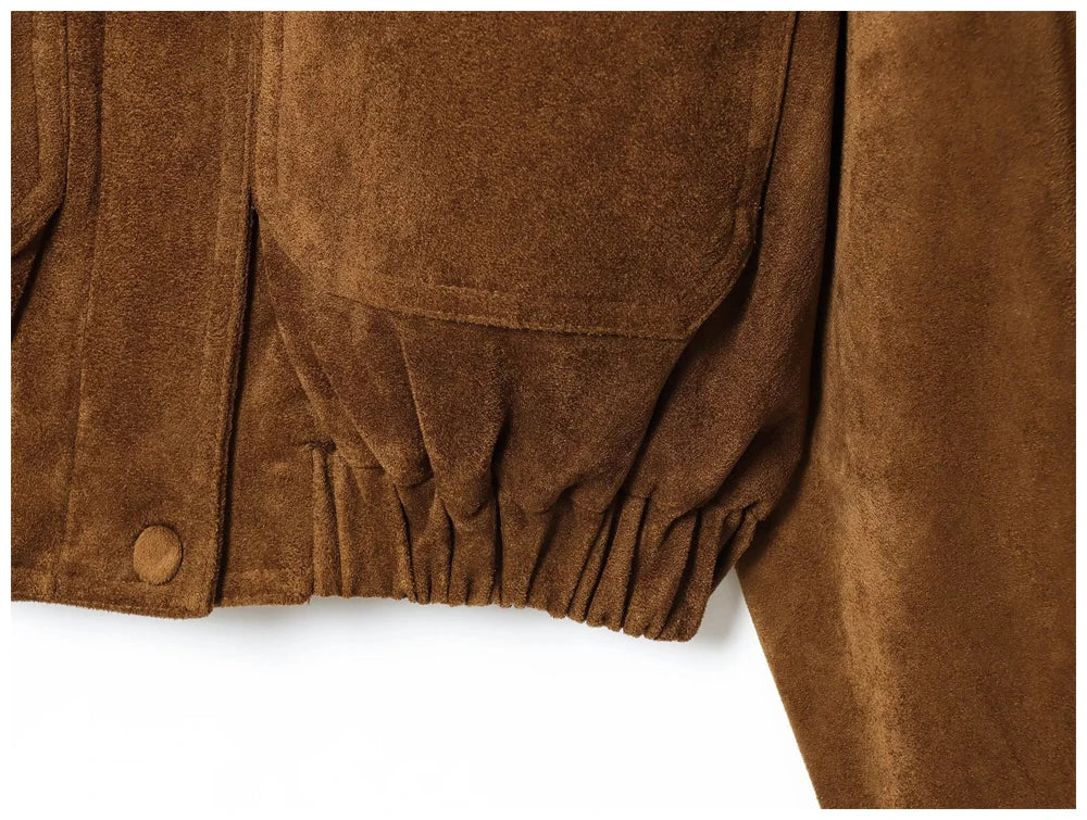 Women's Jacket 2025 New Fashion Autumn Winter Vintage Suede Jacket for Women Casual Chic Ladies Coat