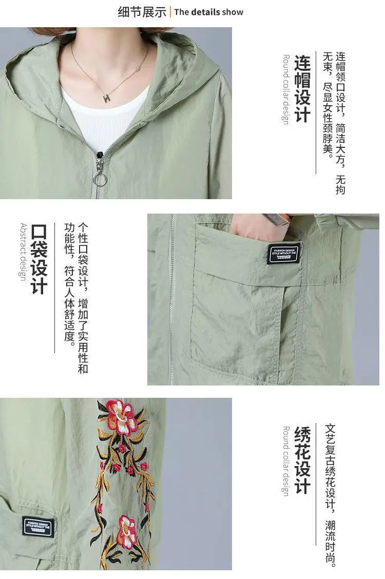 Summer Jackets For Women 2025 Outerwears Cool Thin Coat Middle Aged Mother Clothes Korea Fashion Women's Clothing Embroidery