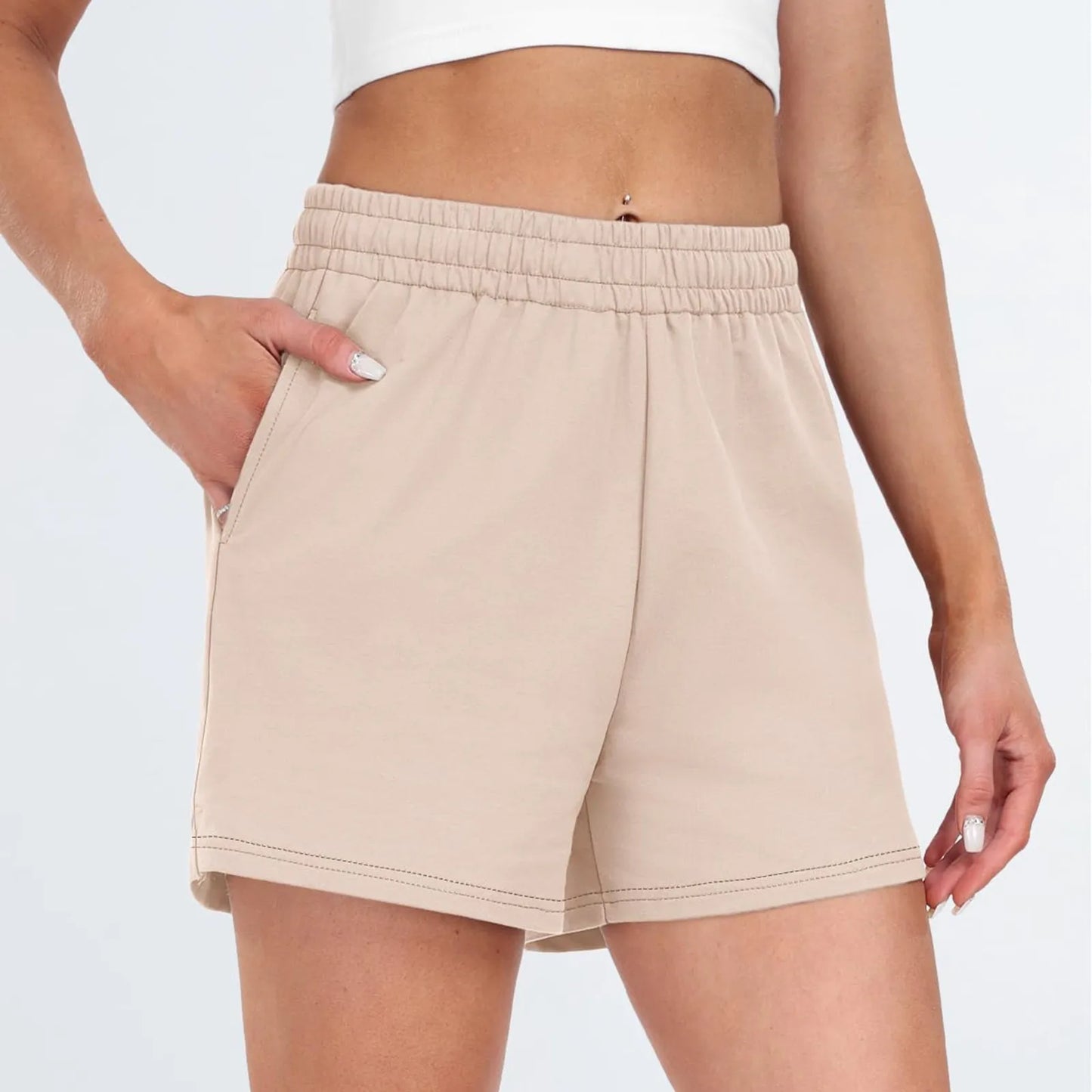 Women's Shorts Casual Summer Comfy Elastic High Waist Running Shorts With Pockets pantalones de mujer 바지 2024 한국인 후기 많은 옷