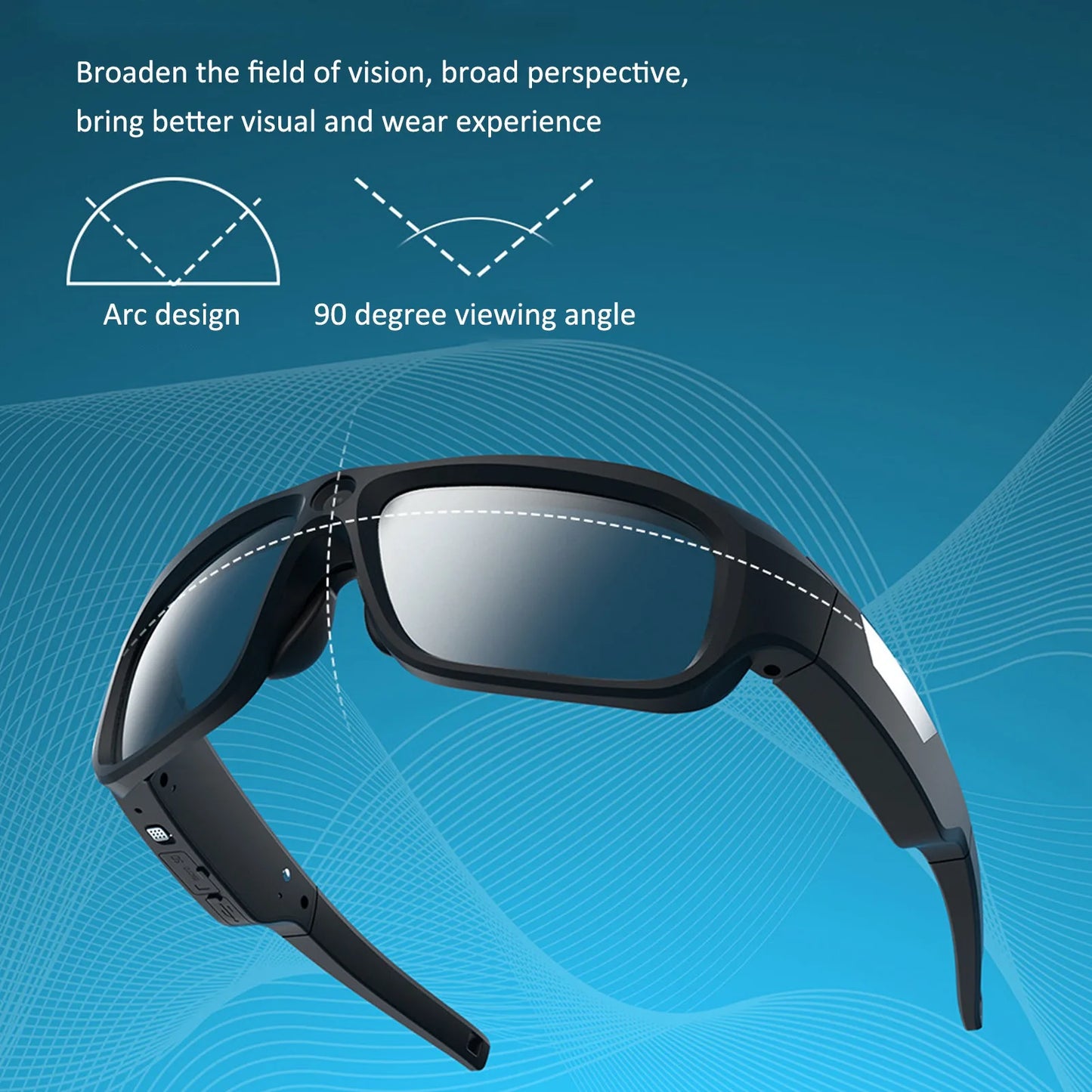 Smart Video Recording Sunglasses 90° Angle 4K Full HD Mini Camera Glasses for Driving Cycling Riding Camera Video Glasses