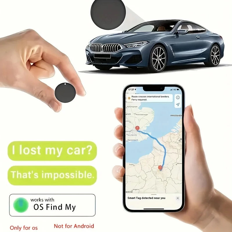 GPS Tracking Device for Cars, Pets & More - Real-Time Location Finder with iOS Compatibility, Long-Lasting Button Battery