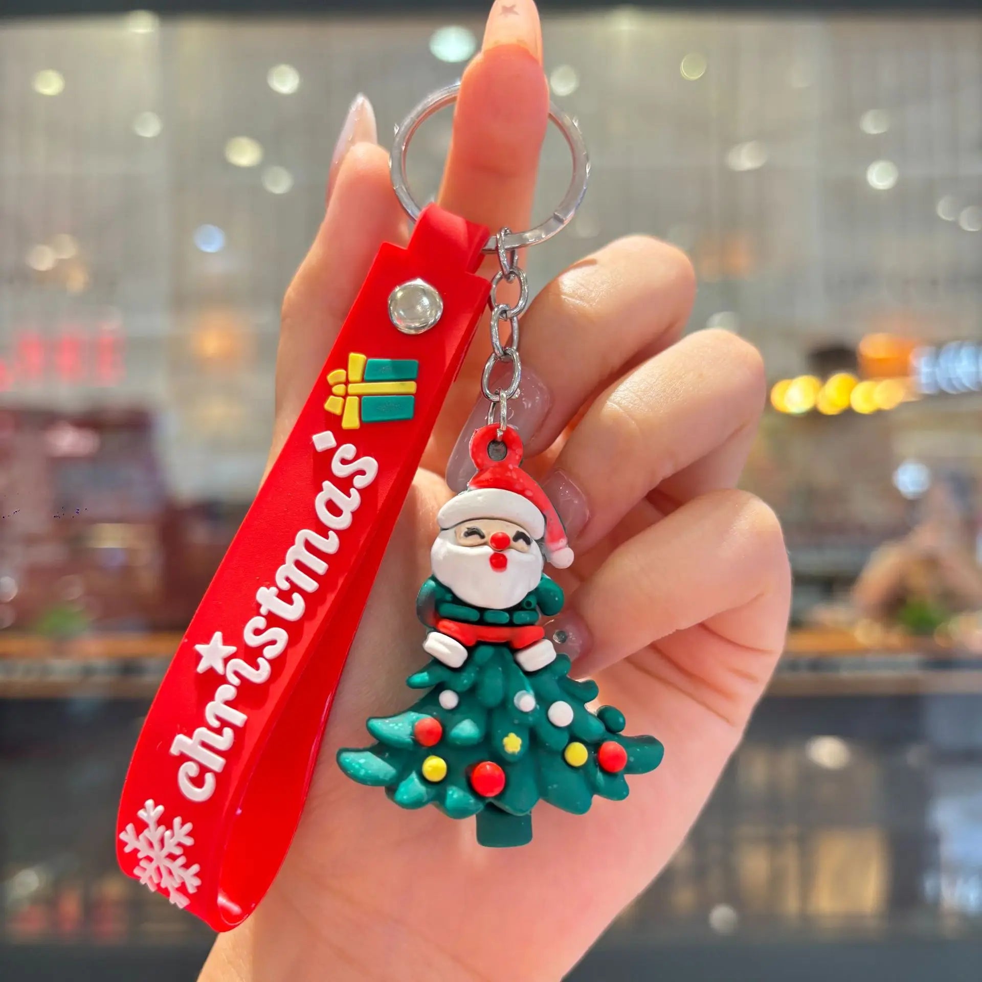 Christmas Gift 2025 Cute Santa Keychain Cartoon Pendant for Bag Car Keys Decor Stocking Stuffer for Kids Children Daughter Son