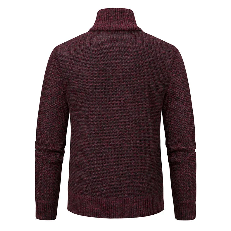 Men Jackets Fleece Cardigan Winter Contrast Splice Knittde Sweater Breathable Thicken Warm Stand Collar Casual Coat Sweater Mens