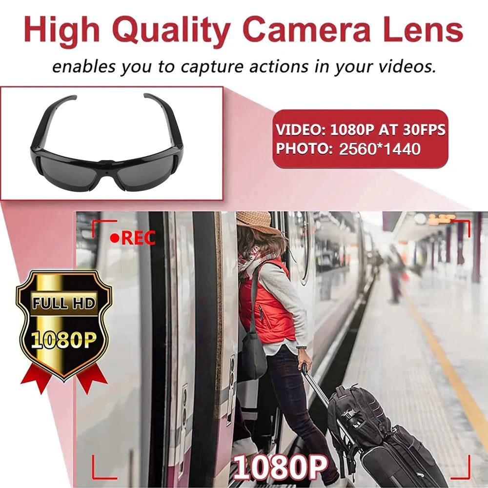 Glasses Camera HD 1080P Video Take Photo Outdoor Video Recorder Cycling Wearable Protable Mini Camera One Button Control