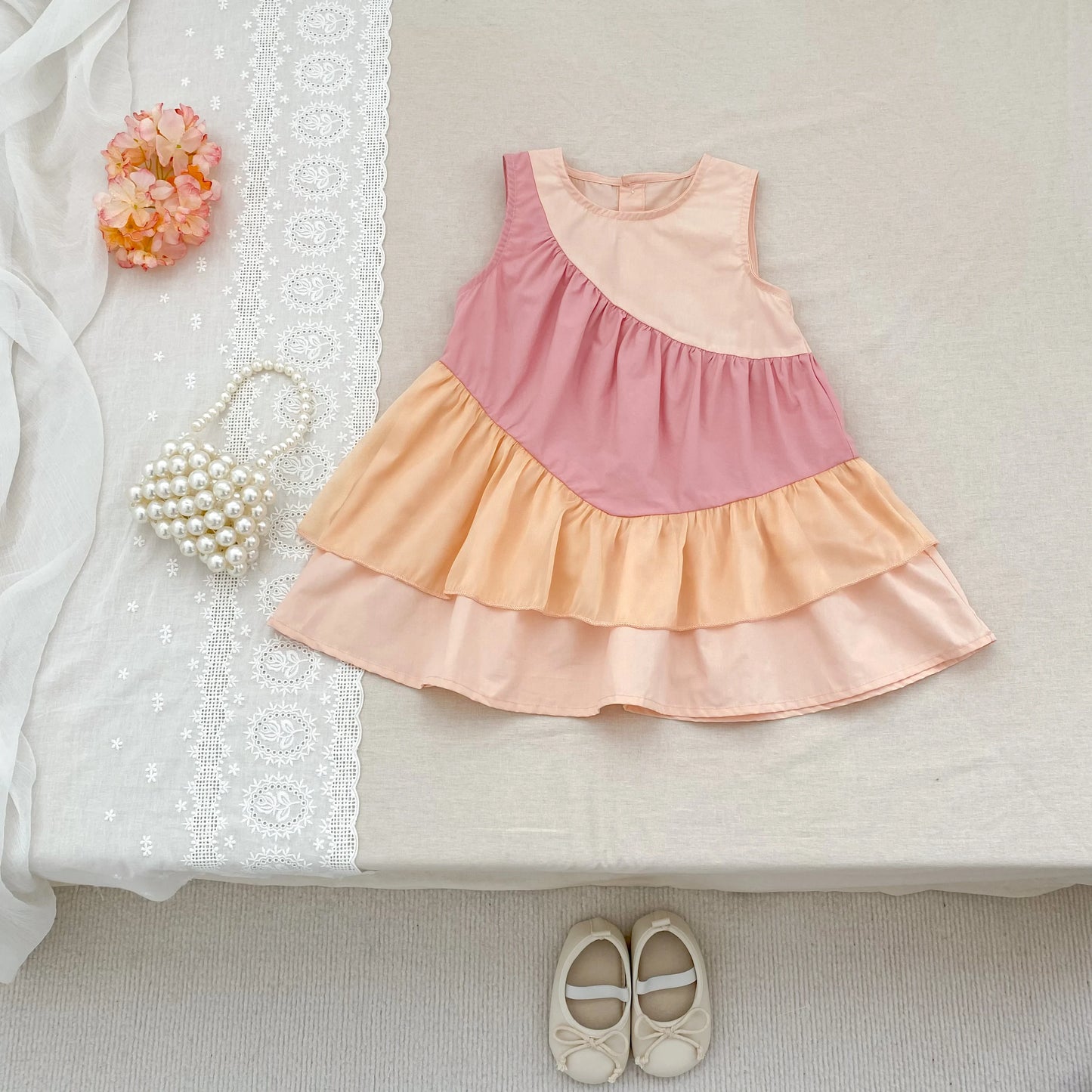 2025 Kids Clothes Summer Cotton Dress Baby Girls Clothes Cartoon Splicing Colors Dresses Children's Clothing Vestidos Cotton