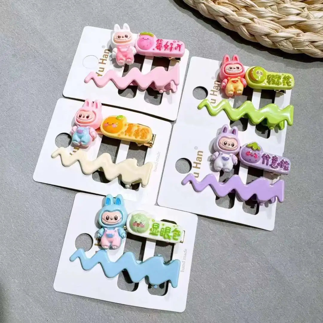 10pcs Children's Hair Clips for Girls Anime Cartoon Hair Accessories Kawaii Ponytail Clips Friends for Gifts