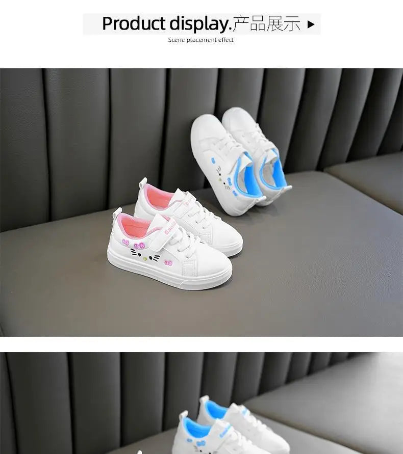 Kids White Sneakers 2025 Fall Slip Resistant Durable Spring Autumn Shoes for Girls 4-16 Years Old Fashion Casual Sports Shoes