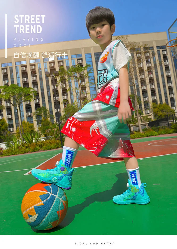 Children Basketball Shoes Original Design 2024 New Indoor Field Training Sports Shoes Comfortable Boy Basketball Shoes for Kids