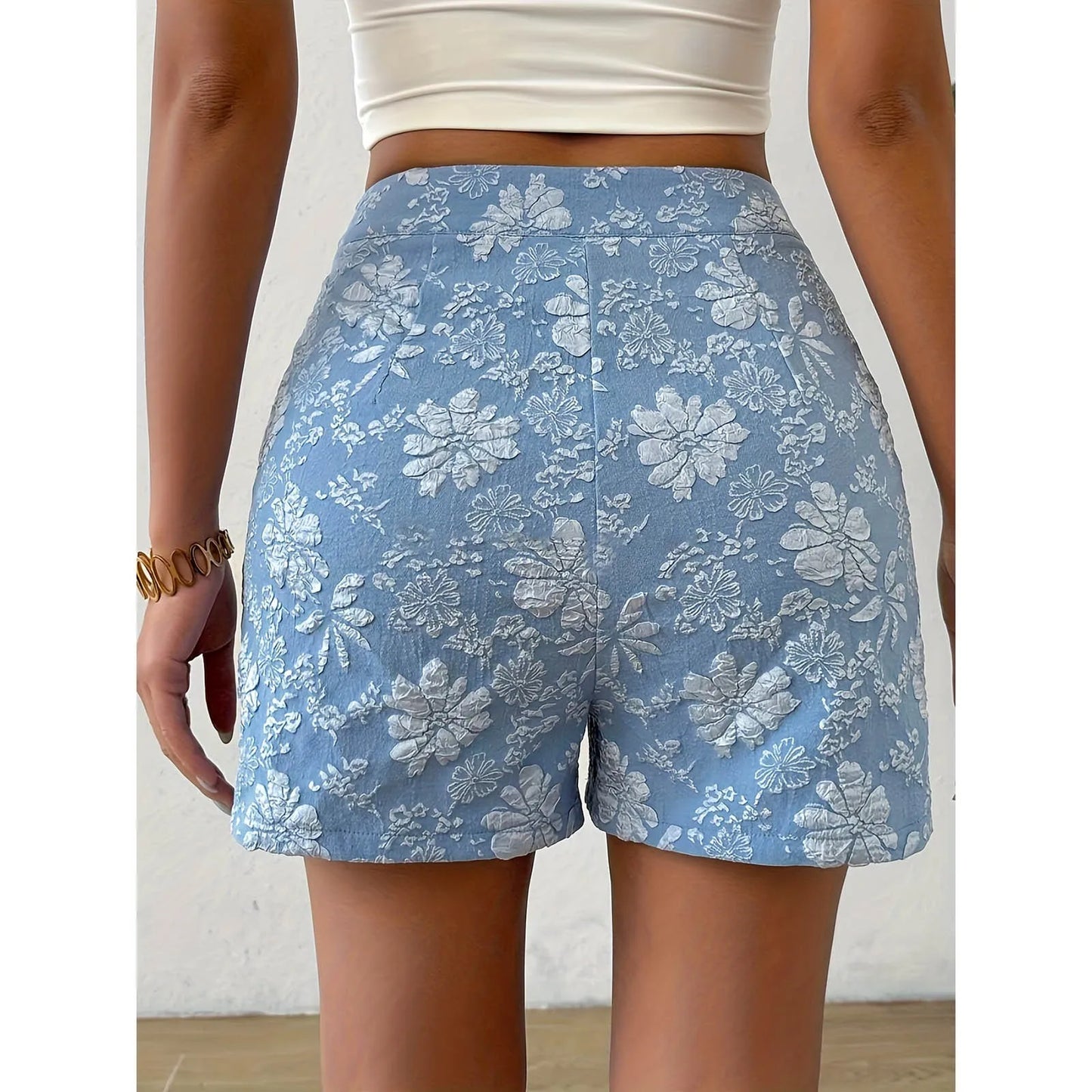 Summer Casual Pure Color Floral Embroidery Shorts Women's Long Pants Nine Points Seven Points Five Points AE Stock Origin