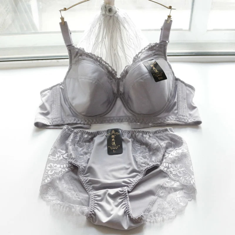 Bra Set Plus Size Female Lingerie B C D E F G H Cup Women Underwear Panties Briefs 34 36 38 40 42 44