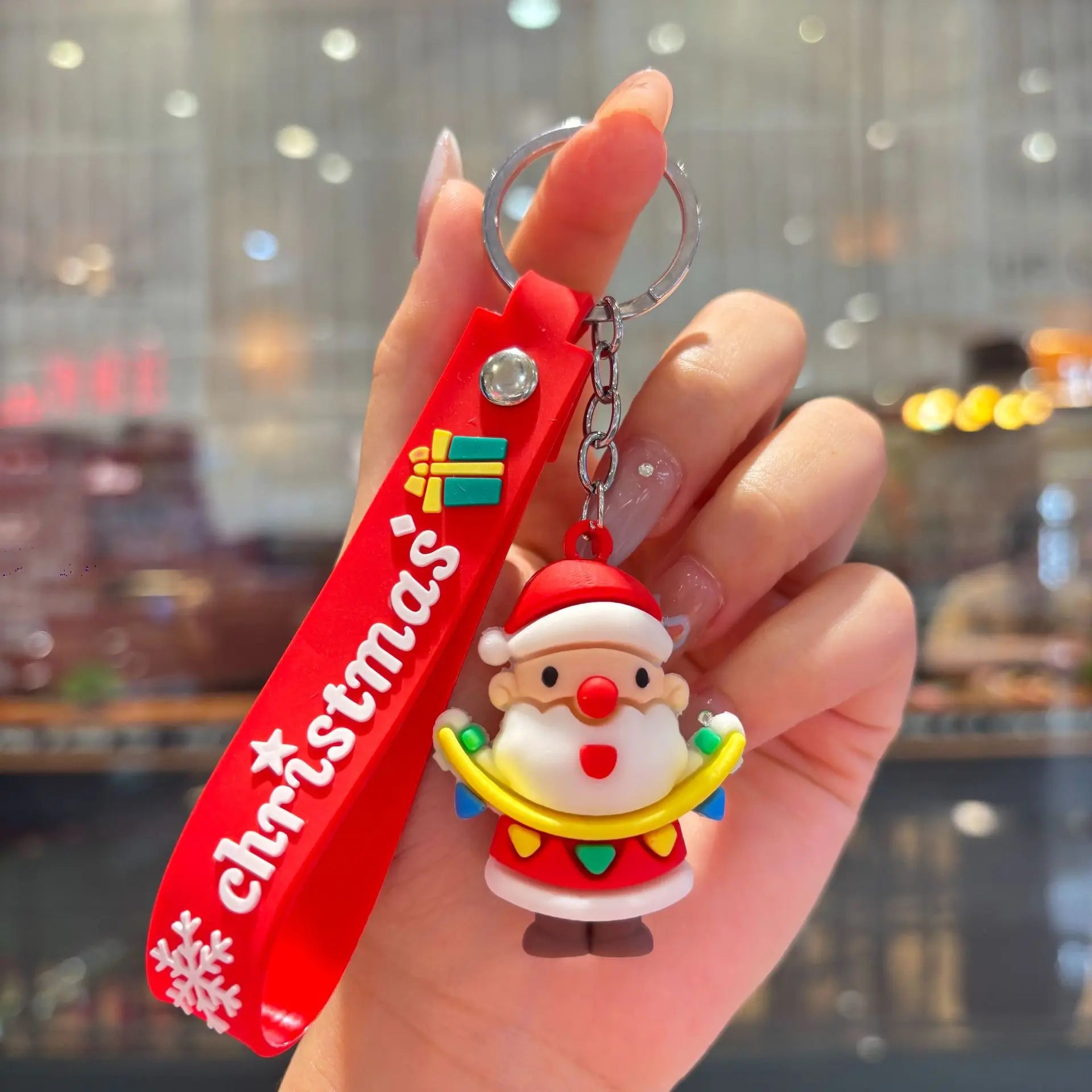 Christmas Gift 2025 Cute Santa Keychain Cartoon Pendant for Bag Car Keys Decor Stocking Stuffer for Kids Children Daughter Son