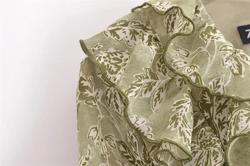 Dresses Women's 2025 New Spring Chiffon Print V-neck Chic Slim Long Dress Fashion Elegant Holiday Street Women's Dress