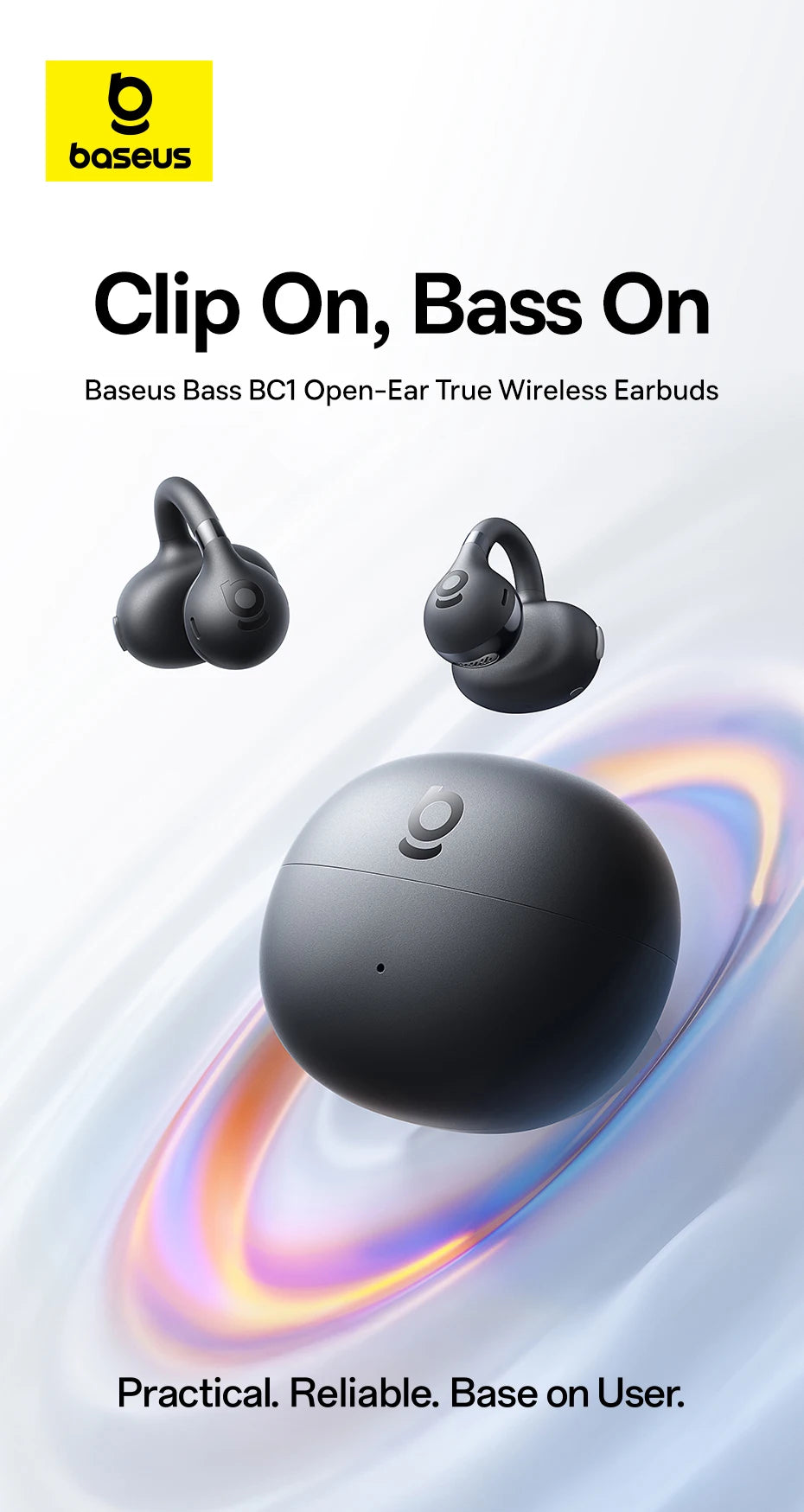 Baseus BC1 Earphones OWS Ear Clip Wireless Bluetooth 6.0 Headphones 4 Mic Call Noise Reduction Earbuds Low Latency Gamer Headset