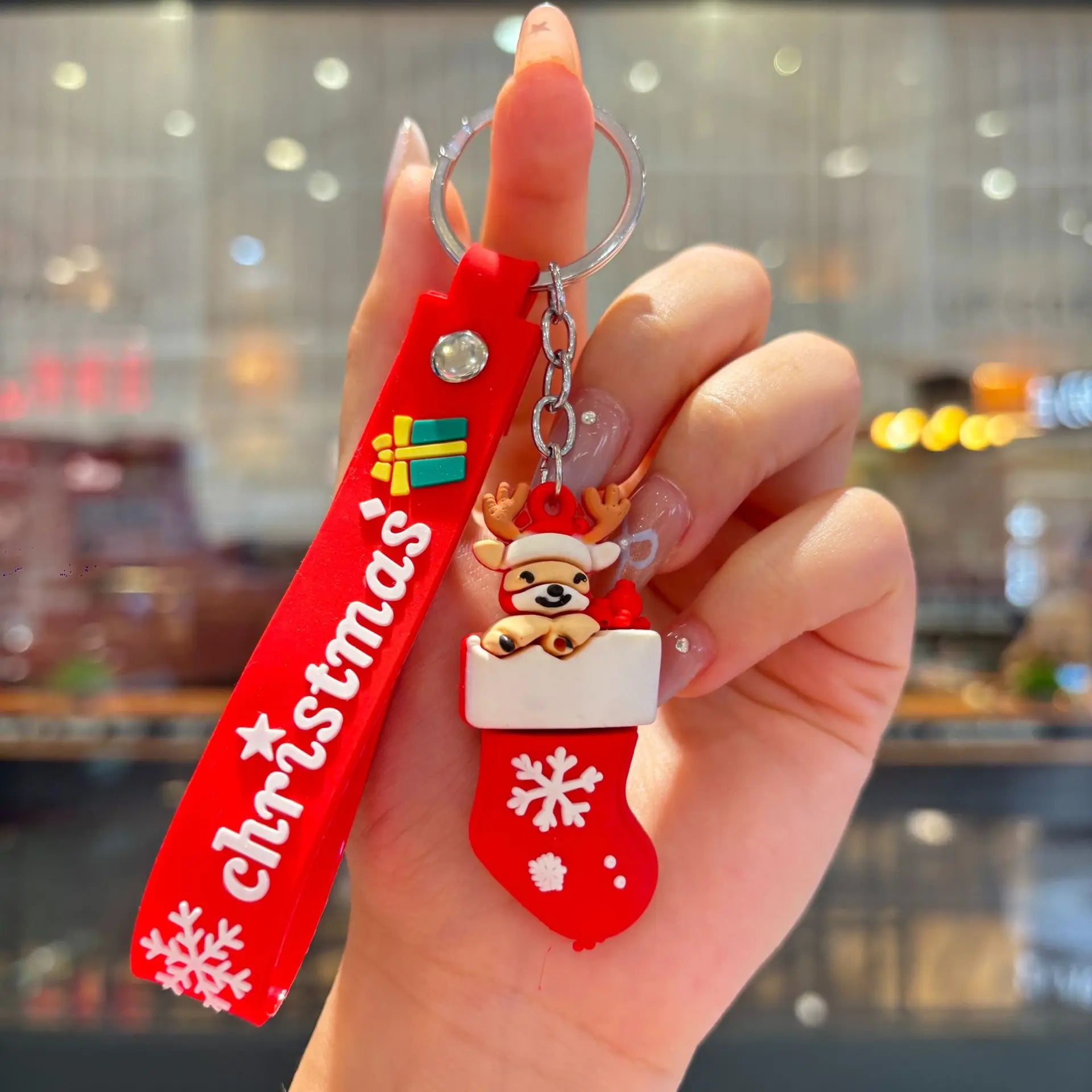 Christmas Gift 2025 Cute Santa Keychain Cartoon Pendant for Bag Car Keys Decor Stocking Stuffer for Kids Children Daughter Son