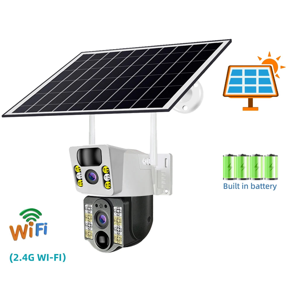 4K Solar Security Camera Outdoor Wireless 360° PTZ AI Human Detection IP66 Waterproof 8000mAh