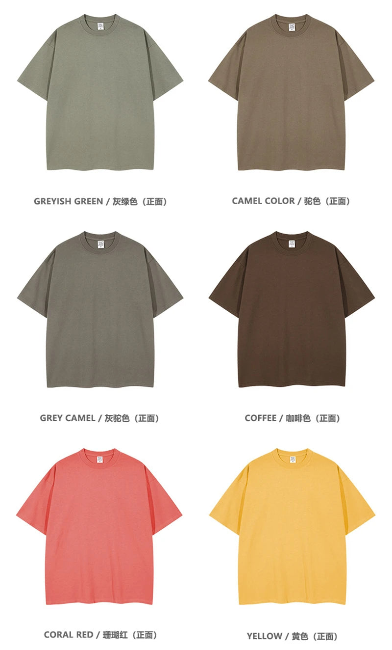 ZODF Trendy Summer 260gsm Cotton Oversized T Shirts For Men Unisex Male Kanye West High Street Solid Tees Brand Tops HY0122