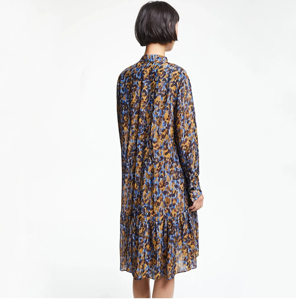 Women's Dress New Popular Fashion Party Long Sleeved Shirt Female Dress Layered Skirt Hem Design Leisure Office Ladies Dress