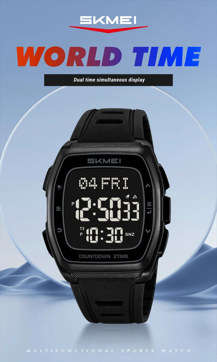 SKMEI 2441 LED Display Electronic Mens Wristwatches Waterproof Countdown Sport Watch for Men Military Digital Clock Reloj Hombre