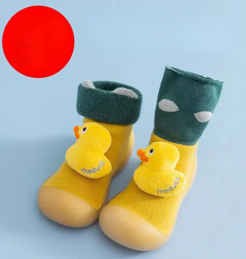 Baby Soft-soled Boys and Girls Walking Shoes Padded Non-slip High-top Fall and Winter Socks Shoes Floor Shoes 1-3 Years Old