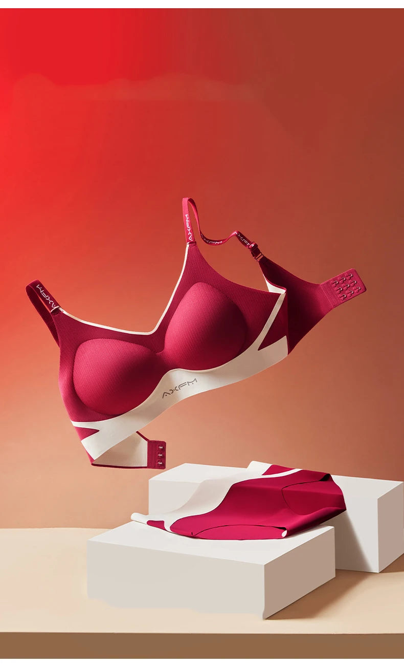 Women's 2 Piece Bra And Panty Set Comfortable Wireless Push-Up Seamless Soft Support Invisible Underwear Female