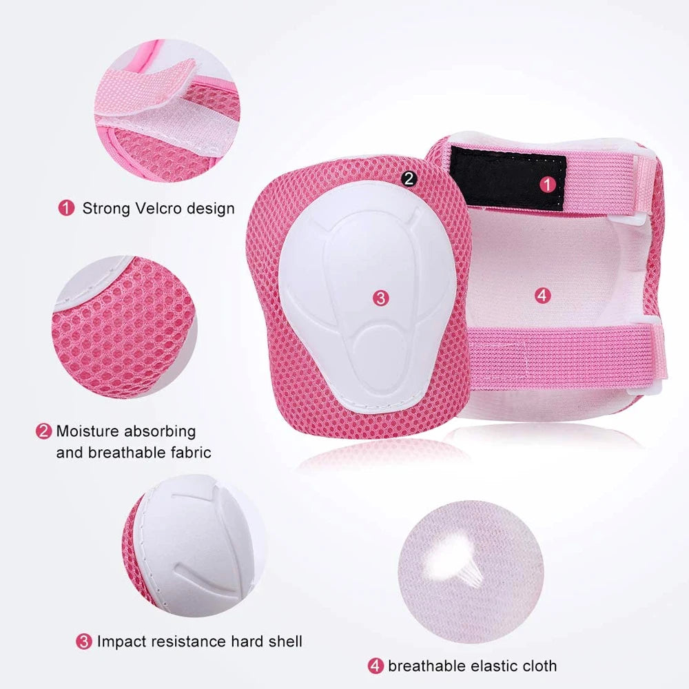 Kids Knee Pads Elbow Pads Age 3-7 Toddler Boys Girls, 6 In 1 Protective Gear Safety Set with Wrist Guard for Skating Cycling New