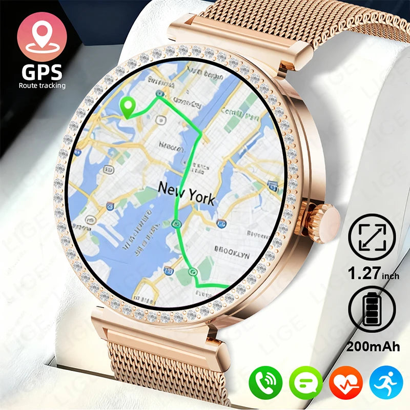 New Luxury Diamond Smart Watch Women Bluetooth Call Smartwatch Heart Rate Health Monitor Smartwatches Waterproof Bracelet Ladies