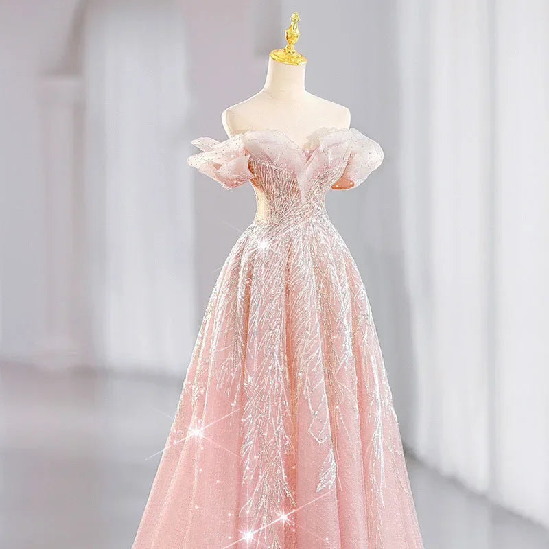 Women Evening Dress Evening Dress Stylish Wedding Dresses Pink Beads Elegant Womens Party Dresses for Formal Occasions Prom