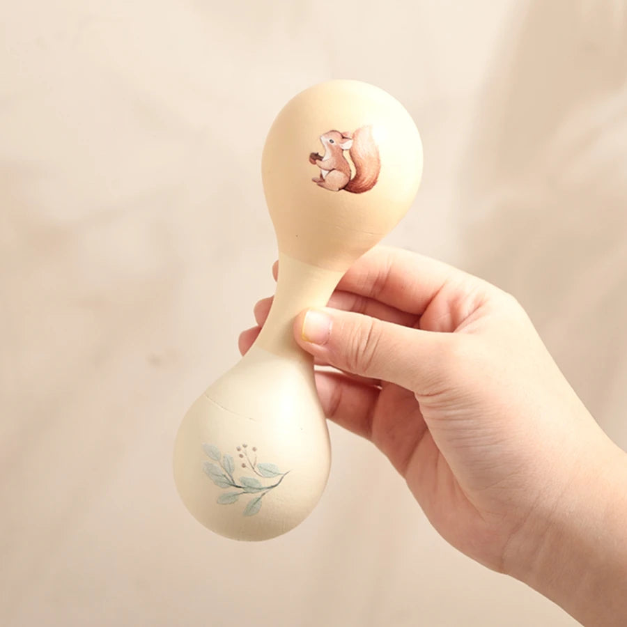 Kids Wooden Montessori Toys Musical Instruments Rattle Toys Wooden Squirrel Percussion Instruments Preschool Educational Toys