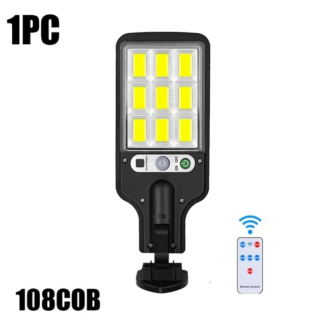 Solar Street Lights Outdoor, Solar Lamp With 3 Light Modes Waterproof Motion Sensor Security Lighting for Garden Patio Path Yard