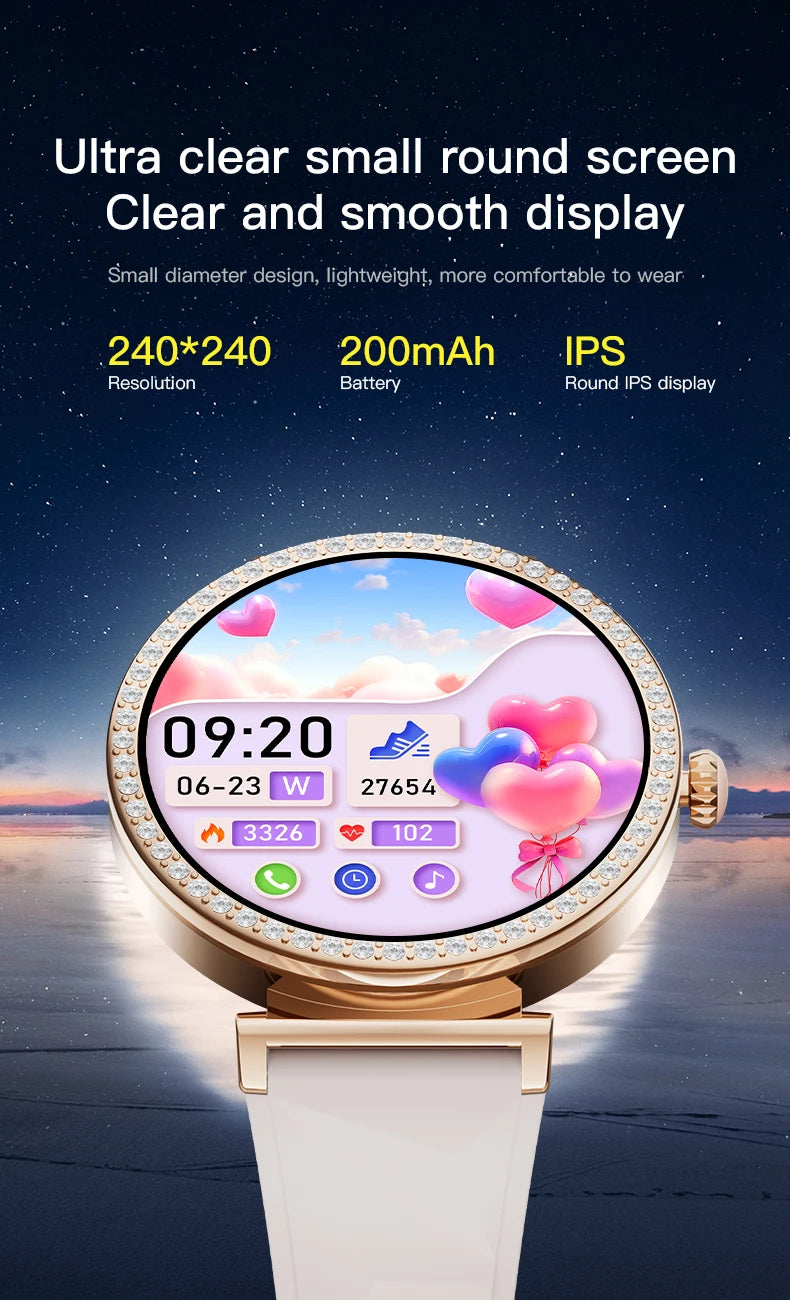 New Luxury Diamond Smart Watch Women Bluetooth Call Smartwatch Heart Rate Health Monitor Smartwatches Waterproof Bracelet Ladies