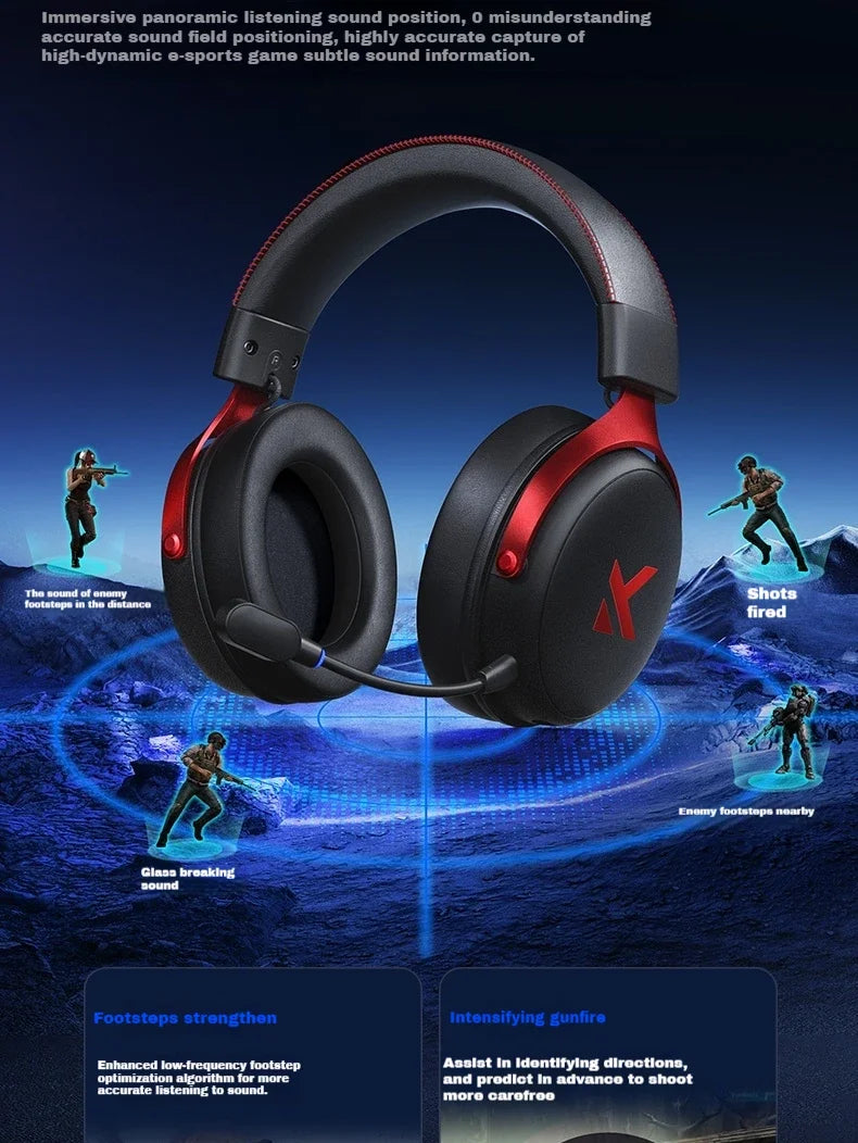 MCHOSE V9 Pro Wireless 3-Mode Headphones Esports Noise Reduction Mic Customizable Head-mounted Earphones for Music Gaming PC