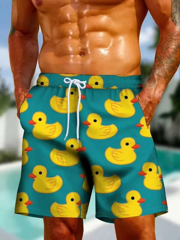 Summer Men Shorts Clothing Duck Graphic Beach Shorts  3D Print Animal Board Women Shorts Swim Trunks Swimsuit Kid Tshirt Y2k
