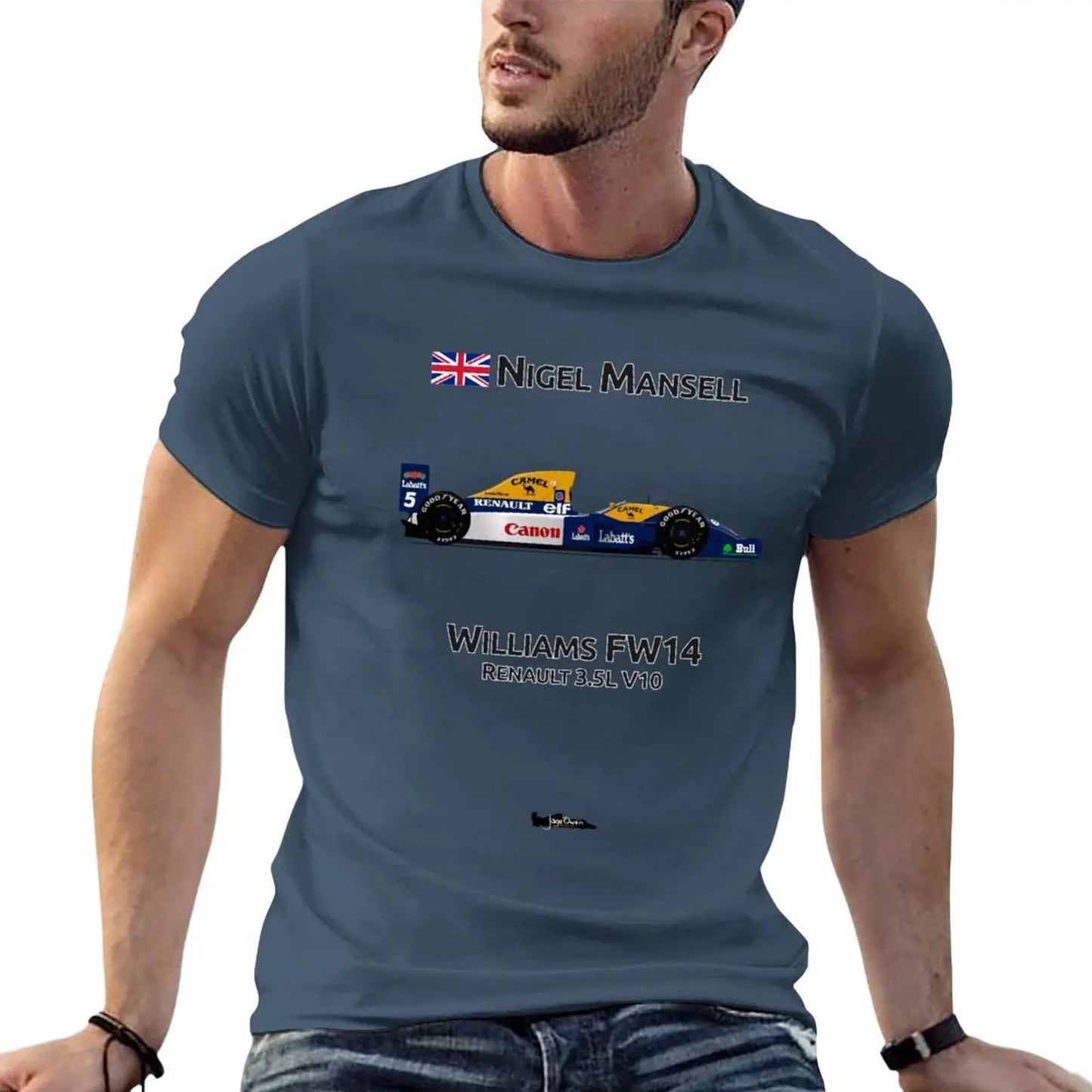 Nigel Mansell - Williams FW14 T-Shirt heavyweight t shirts oversized t shirt big and tall t shirts for men