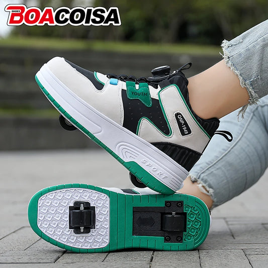 Sneakers for Kids Boys Girls 2Wheels Roller Skate Children Shoes Sports Running Adult Casual Women Tennis Outdoor Size 31-42
