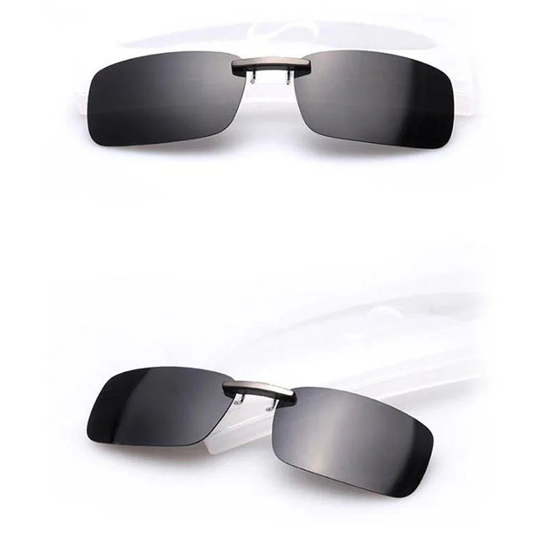 Polarized Clip On Sunglasses Men Women Small Clip Driving Sun Glasses Day Night Vision Lens For Myopia Glasses Eyeglasses UV400