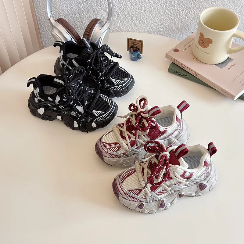 Kids Sneakers for Girls 2025 New Toddlers Causal Shoes Spring Autumn Chunky Versatile Children School Basketball Shoes Non-slip