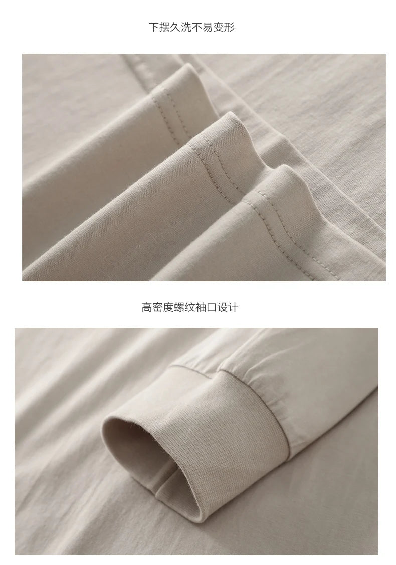 Dukeen 270G Heavyweight Half-Turtleneck Long-Sleeve T Shirts for Men Autumn 100% Cotton Solid Color Undershirt Men's Clothing