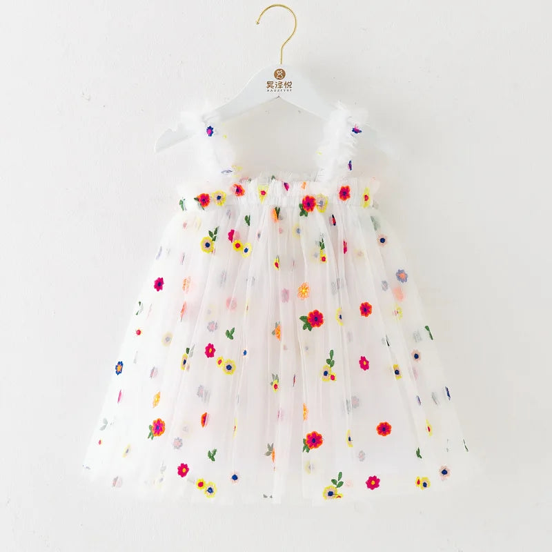 Flower Girls Dresses Children's Clothing Kids Clothes Summer Fairy Party Stage Show Dance Wear Cosplay Costumes Sling Casual