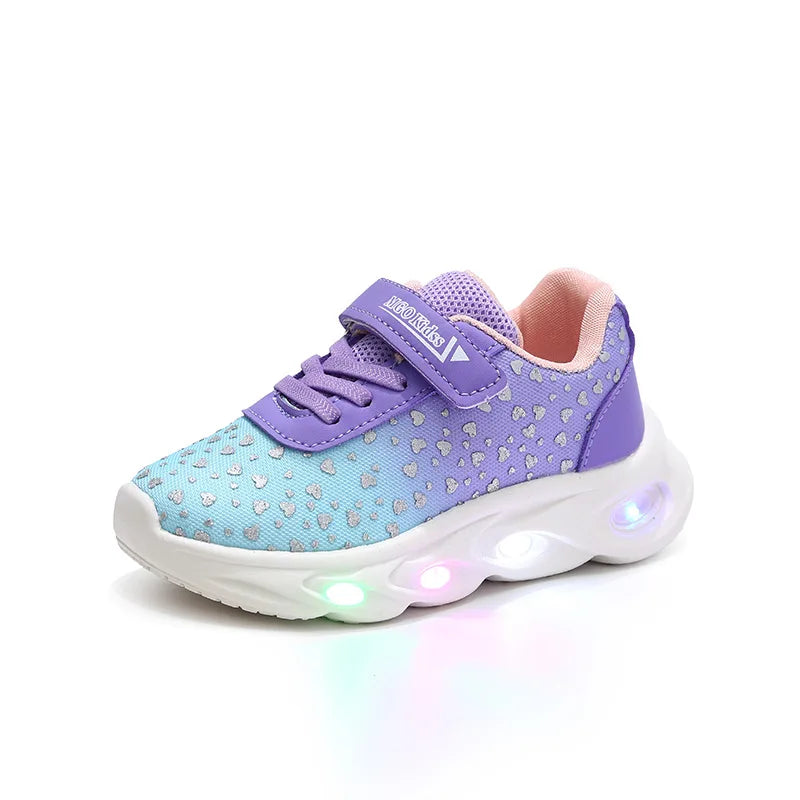 Kids' Casual Shoes Children Led Light Spring Outdoor Sneakers For Breathable Anti-slip Black  Blue Pink Size 21-30