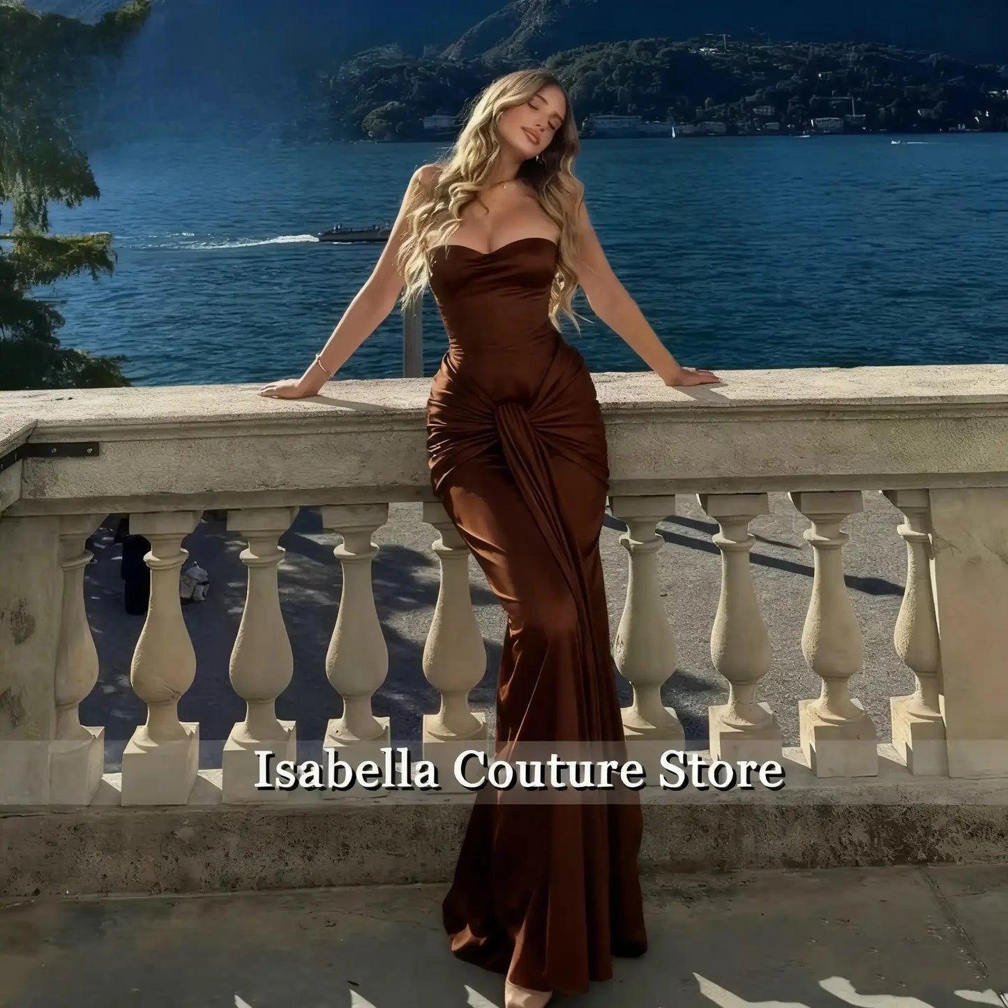 Attractive Evening Dresses for Women Strapless White Sequin Long Silk Scarves Prom Dresses Strapless Lacing upCustomized