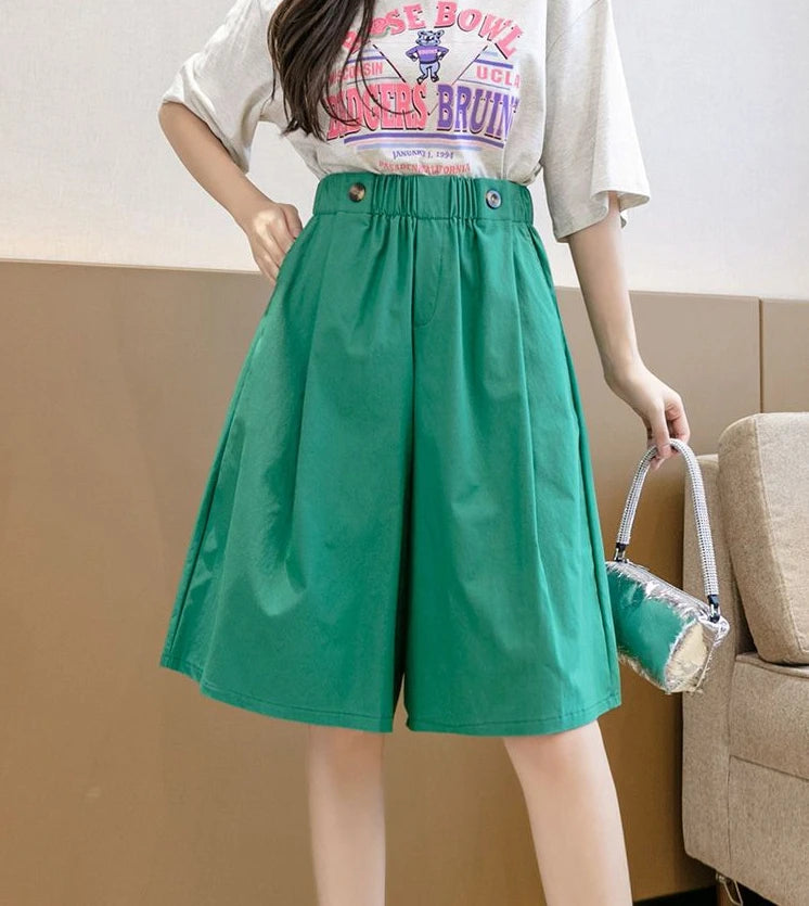 Shorts for Women Culotte Half Wide Knee Length High Waist Skirt Pants Mid Short Woman Bermuda Designer Wholesale Casual Design