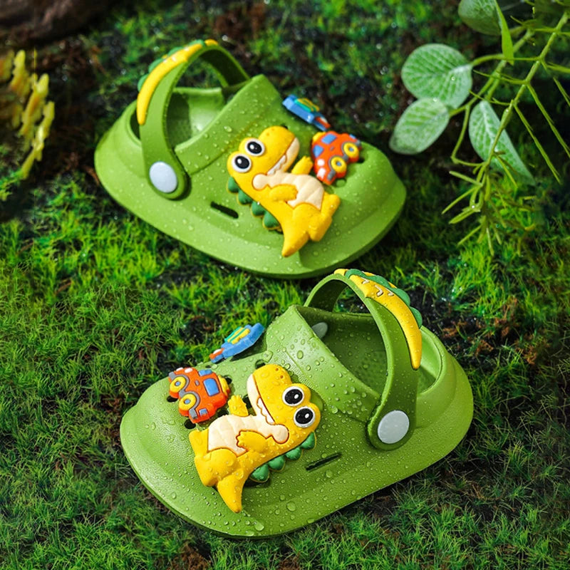 Summer Kids Sandals Children's Shoes Slippers Soft Anti-Skid Cartoon DIY Design Hole Baby Shoes Dinosaur Beach For Boys Girls
