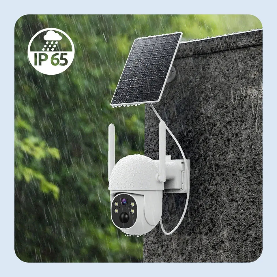 Solar Powered WiFi Security Camera Outdoor 3MP HD with Color Night Vision Two Way Audio Motion Detection & Pan - Tilt Control