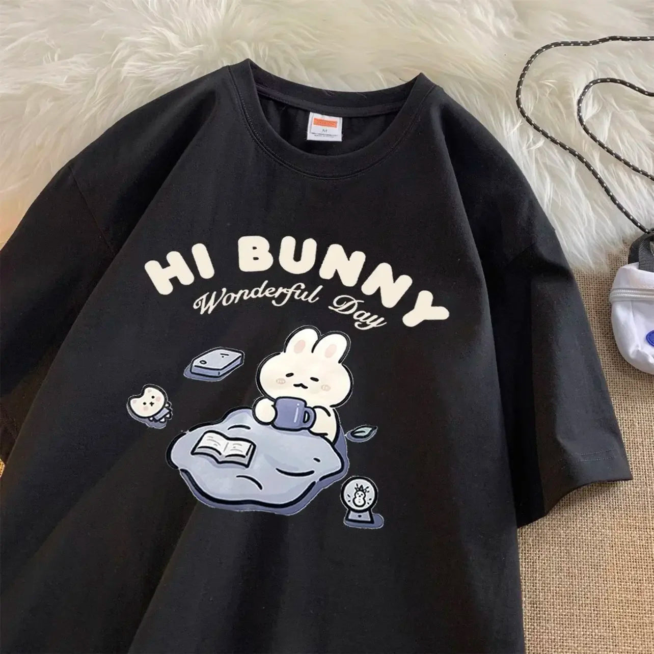 Short Sleeved T-shirt for Women Cartoon New 2024 Men and Women Pure Cotton Half Sleeved Shirt Loose High Appearance Fashion