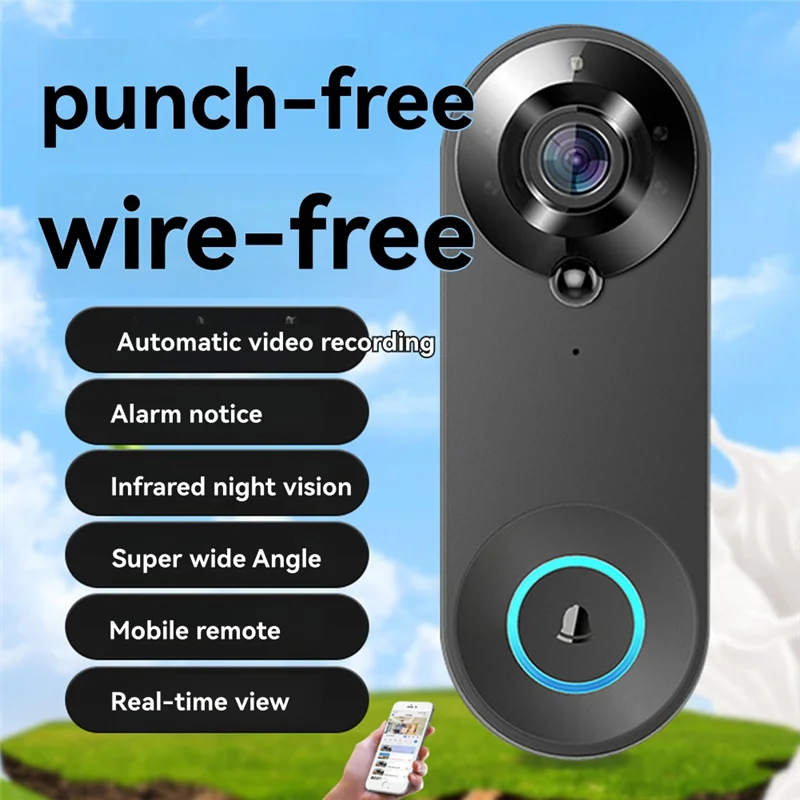 AAAEL-Wireless WIFI Doorbell Video Intercom Door Bell With Camera 2MP Smart Home For Security Protection PIR Motion Detection