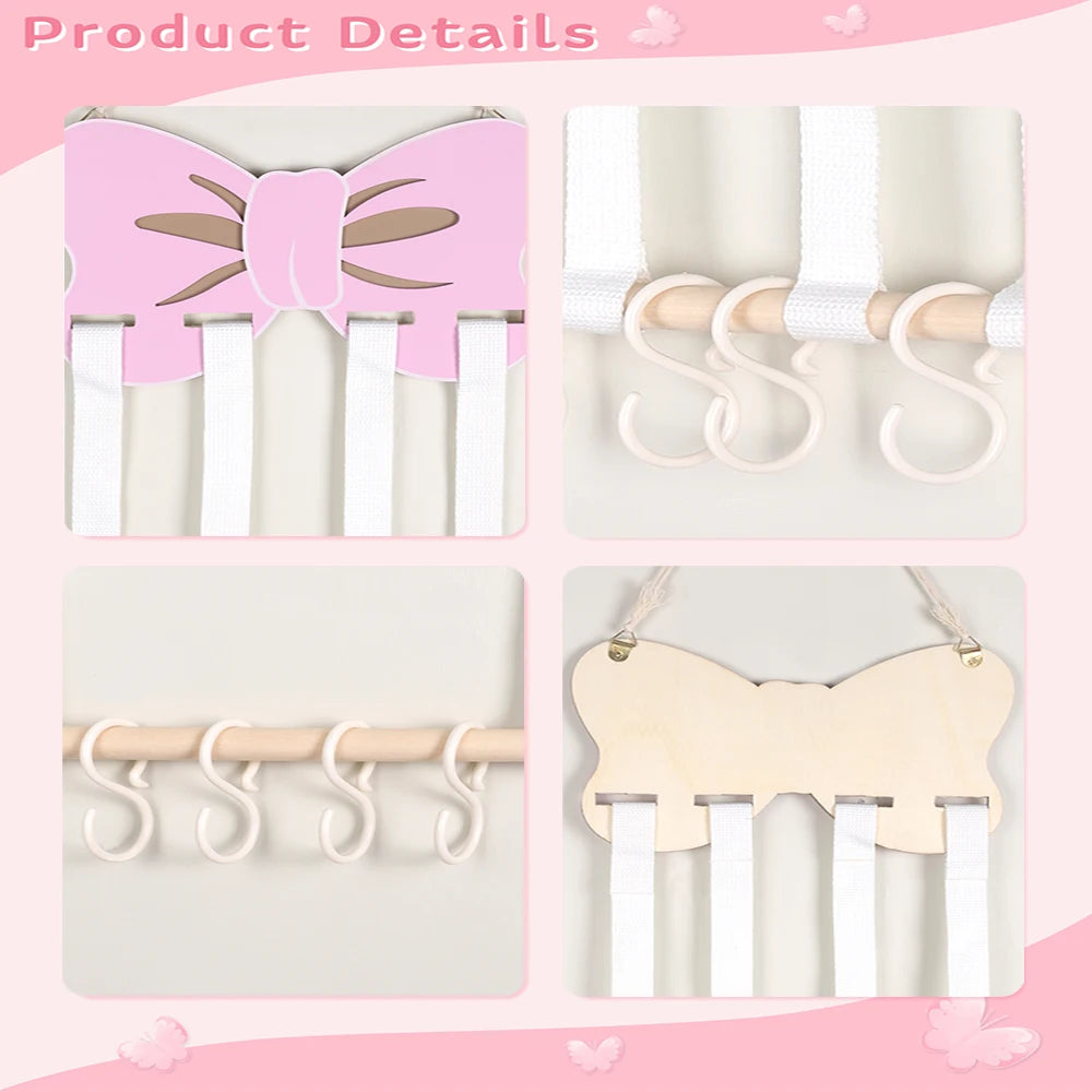 Hair Accessory Organizer With 8 Hooks Hanging Storage Rack For Hair Clips Hat Headband Space Saving Bathroom Bedroom Door Closet