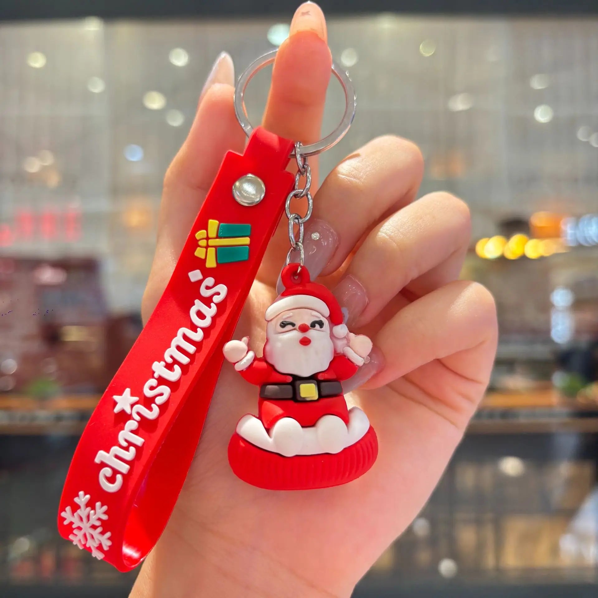 Christmas Gift 2025 Cute Santa Keychain Cartoon Pendant for Bag Car Keys Decor Stocking Stuffer for Kids Children Daughter Son