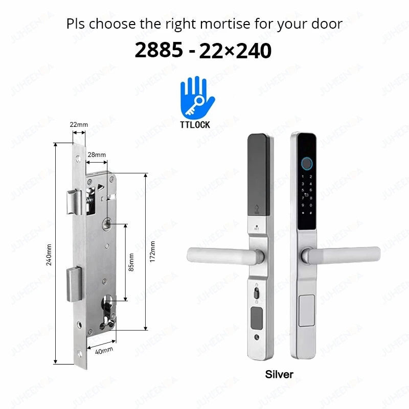 Waterproof Sliding Door Smart Lock TTLock App Alexa Fingerprint Digital Code RFID Card Anti-Lock Aluminum Glass Electronic Lock