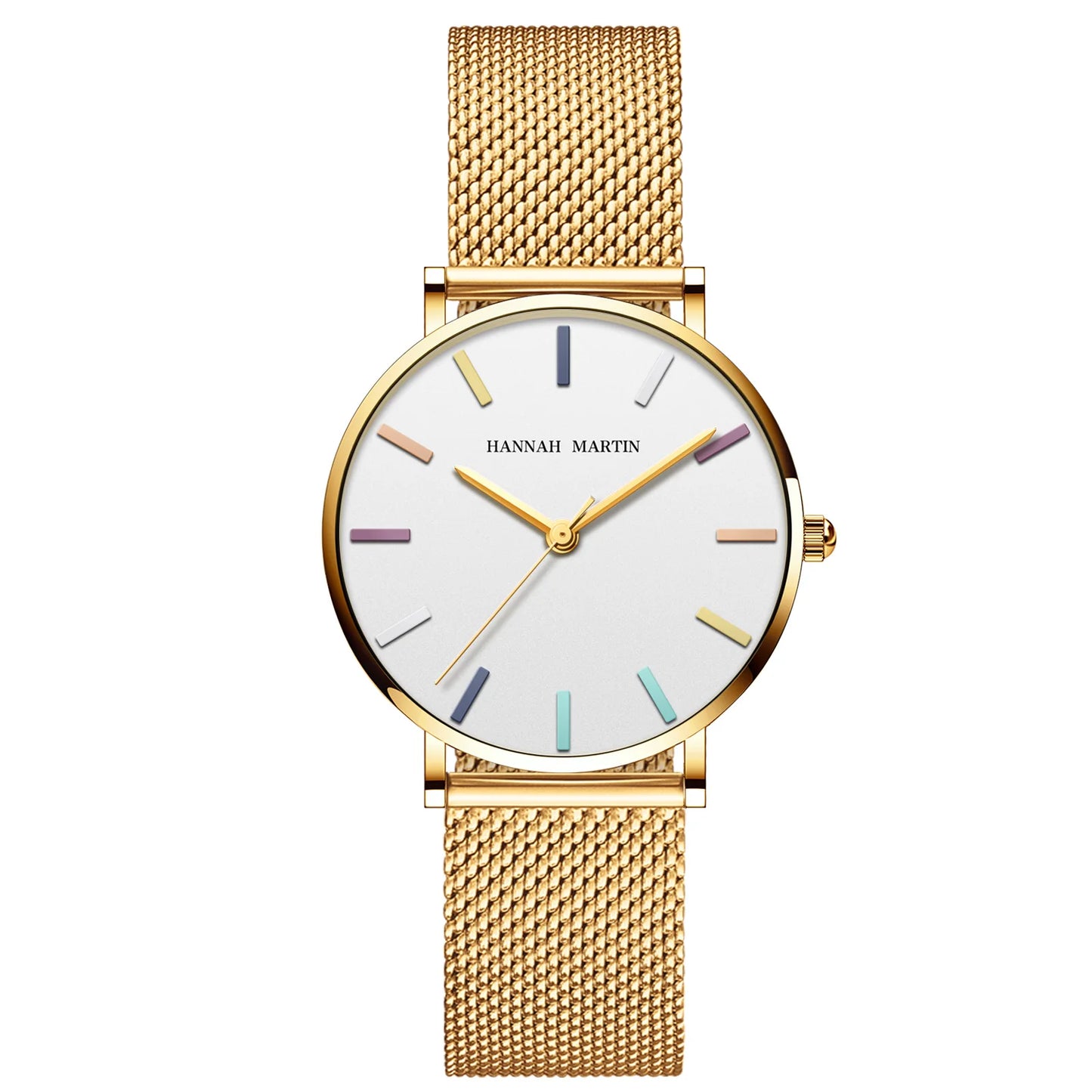 Hannah Martin Top Women Watch Bohemian Style Simple Stainless Steel Mesh Strap Original Japanese Movement Fashion Bracelet Watch