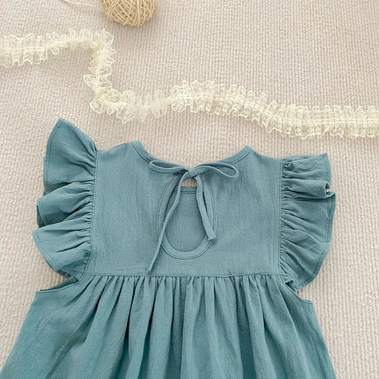 1-6Yrs Kids Clothes Summer Embroidery Dress Baby Girls Clothes Flying Sleeves Dresses Children's Clothing Vestidos Cotton Dress